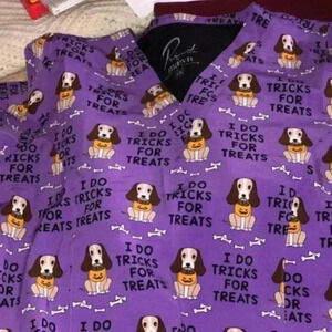 Scrubs for Vet I Do Tricks for Treats Purple XS